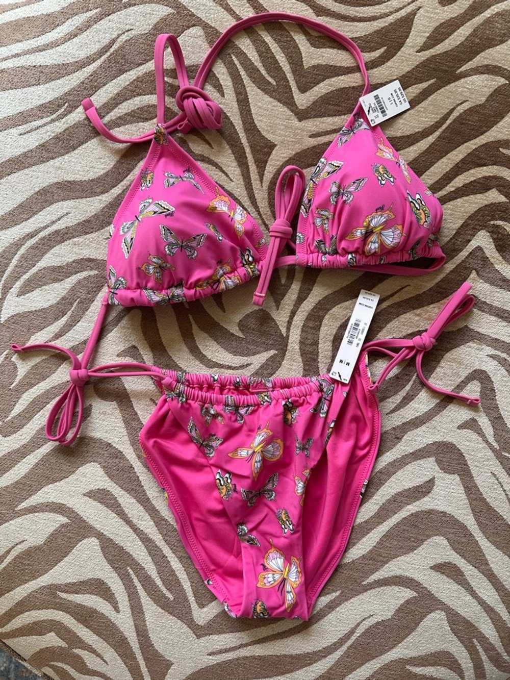 Victoria's Secret PINK Butterfly Print Bikini Set, LG top & Medium Bottoms NWT